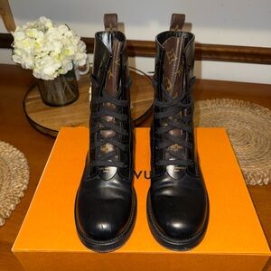 Louis Vuitton Black and Brown Combat Boots